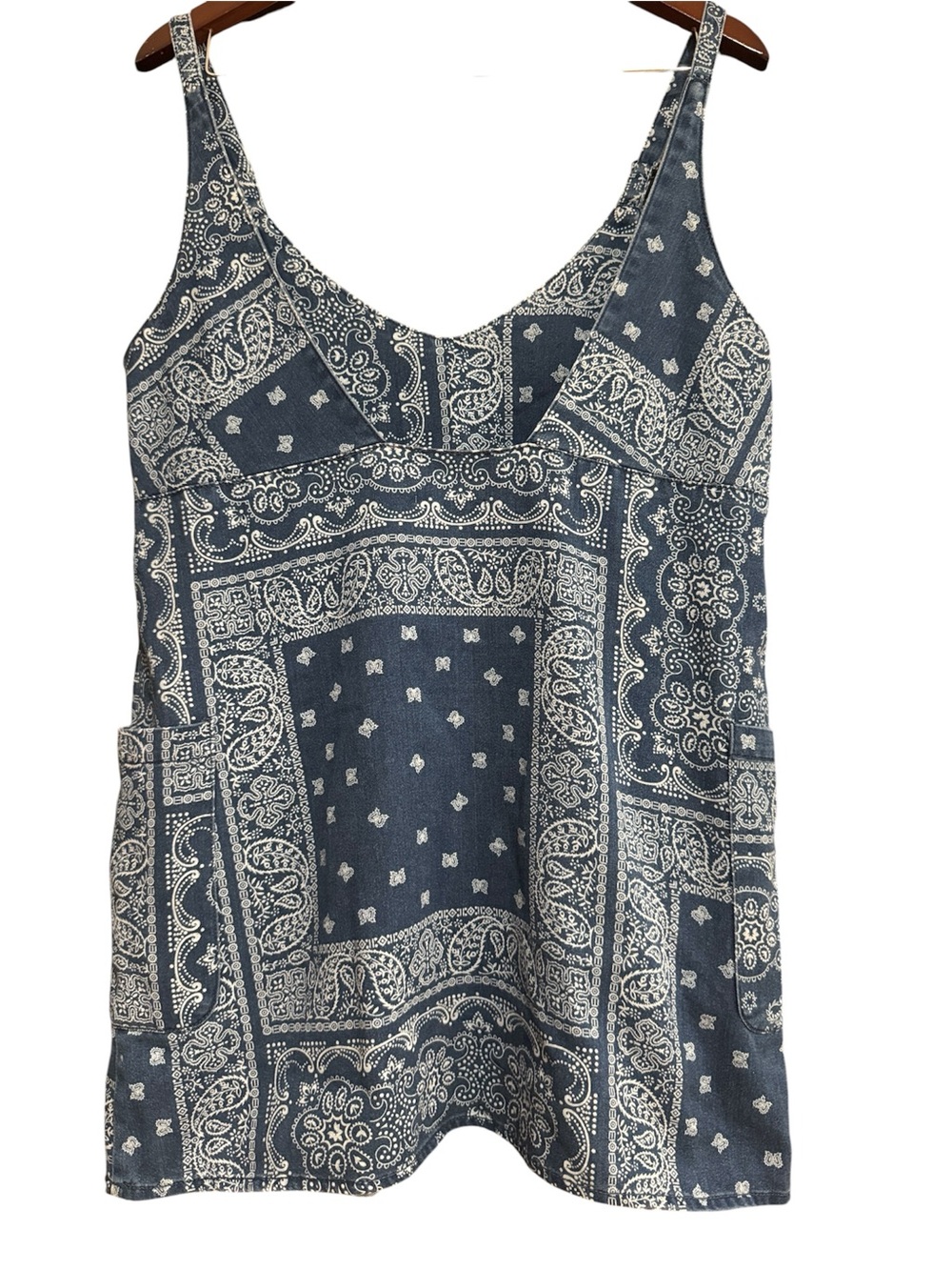Pull & Bear Bandana Print Denim Romper Size M - Picture 3 of 4